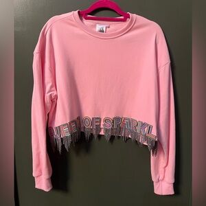 QUEEN OF SPARKLES Pink Fringe Sweater